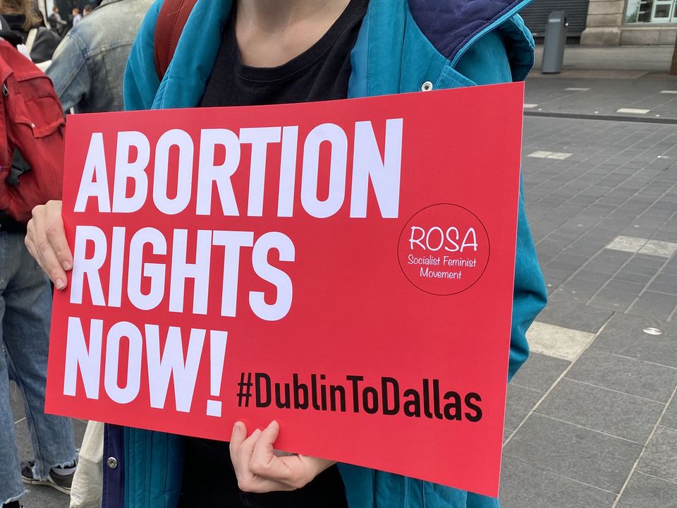 A protest over the move to restrict abortion in the US state of Texas is held in Dublin in October 2021 (PA)