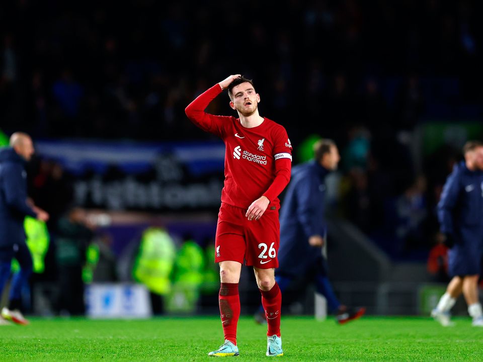Despair for Liverpool's Andy Robertson at the final whistle