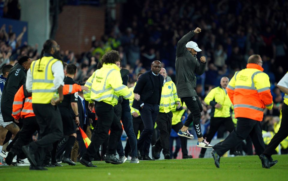 Patrick Vieira (centre) was involved in an incident with an Everton fan last week (Peter Byrne/PA)