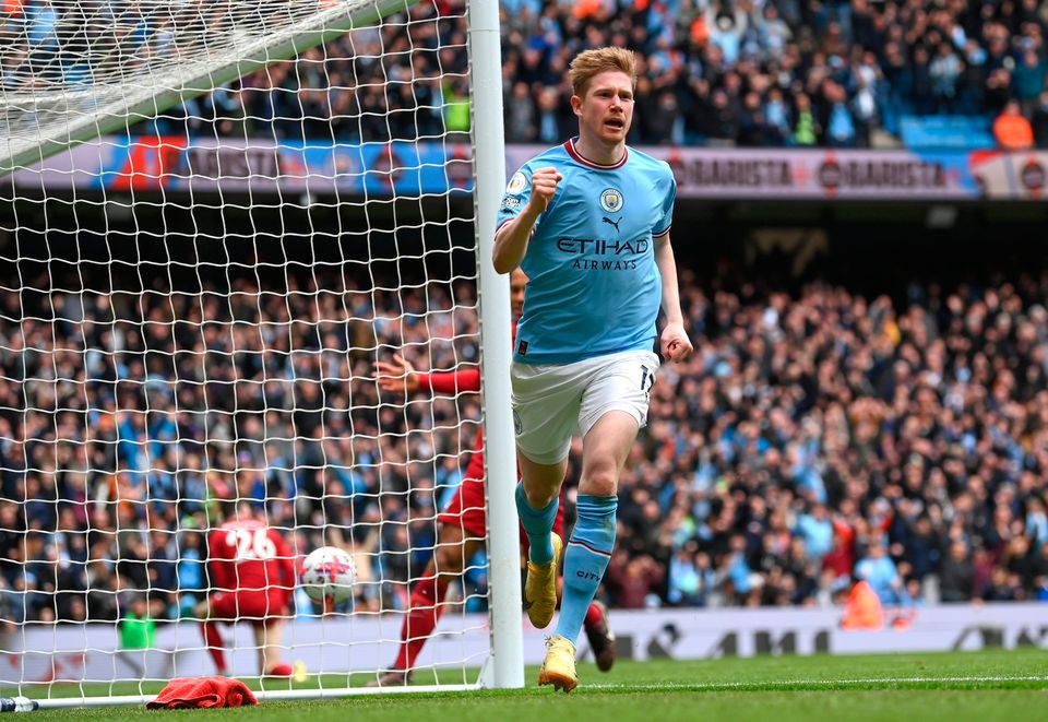 Kevin De Bruyne of Manchester City was back to his sublime best against Liverpool. Photo by Michael Regan/Getty Images