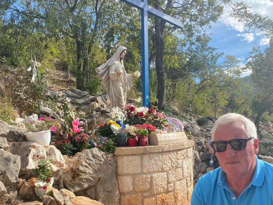 Pat  visiting the Blue Cross in Medjugorje