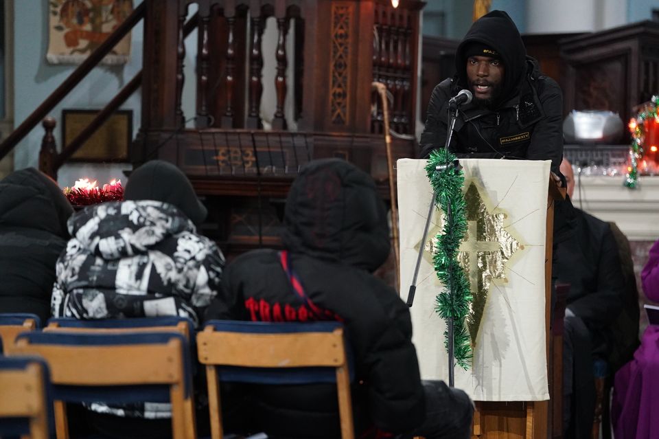 Anti-knife campaigner Faron Paul at a memorial service in Woolwich