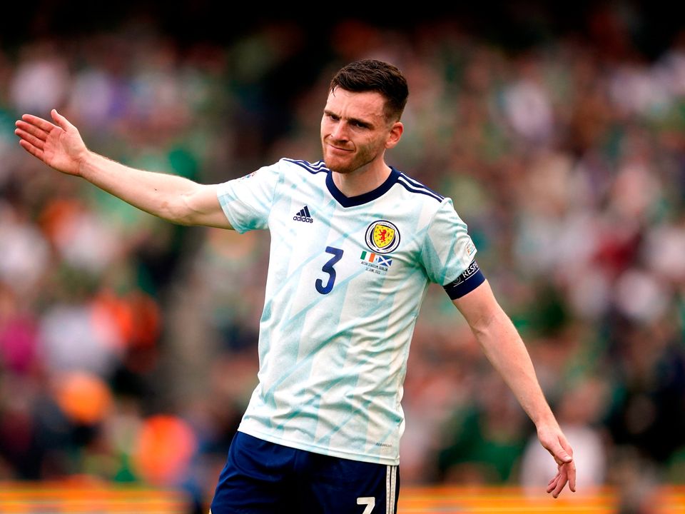 Scotland's Andy Robertson during the UEFA Nations League match at the Aviva StadiumBrian Lawless/PA Wire.