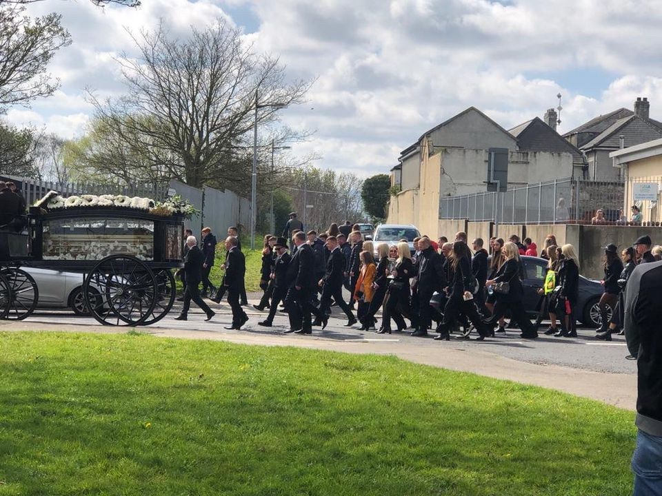 The funeral of James Whelan (Whela) at River Mount Parish, Finglas this morning.