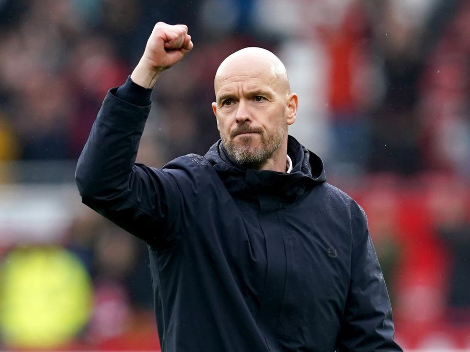 Erik ten Hag praised his team’s collective effort over the season as they moved within a point of qualifying for the Champions League (Martin Rickett/PA)