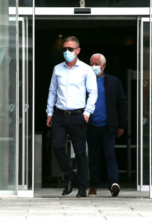Jonathan Dowdall (left in photo) leaving the Special Criminal Court in Dublin, with father Patrick Dowdall. Photo: Collins Courts