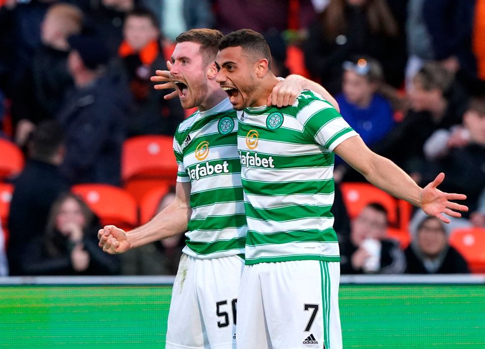 Celtic's Georgios Giakoumakis (right) celebrates. Andrew Milligan/PA Wire.