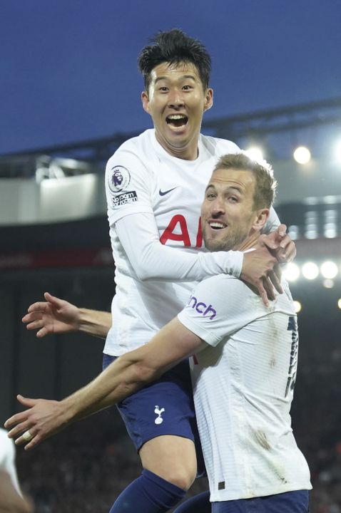 Son Heung-min and Harry Kane celebrate Tottenham’s opener (Jon Super/PA).