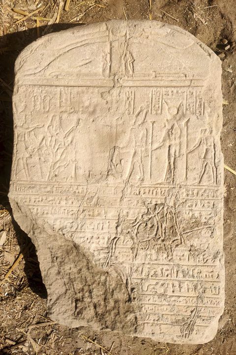 A tablet dating to Ancient Roman times, written in Hieroglyphics and Demotic, was uncovered at the site (Egyptian Ministry of Tourism and Antiquities via AP)