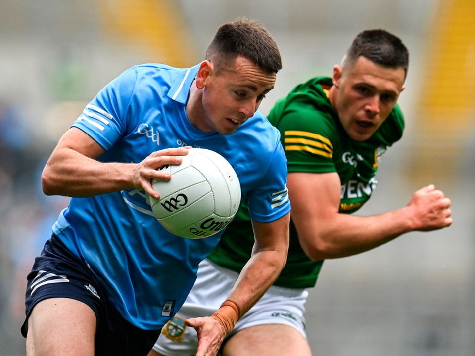 Cormac Costello of Dublin in action against Robin Clarke of Meath