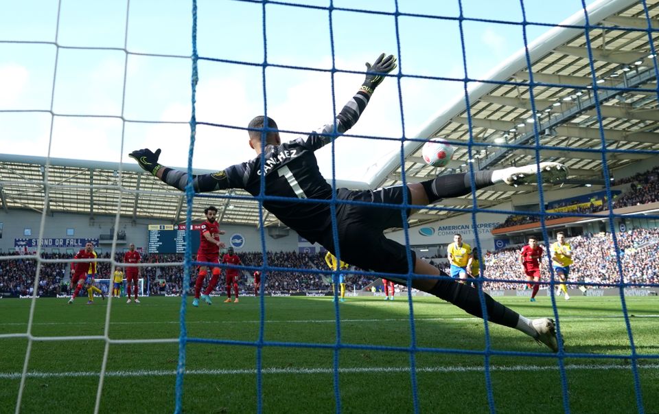 Liverpool’s Mohamed Salah scored from the penalty spot (PA)