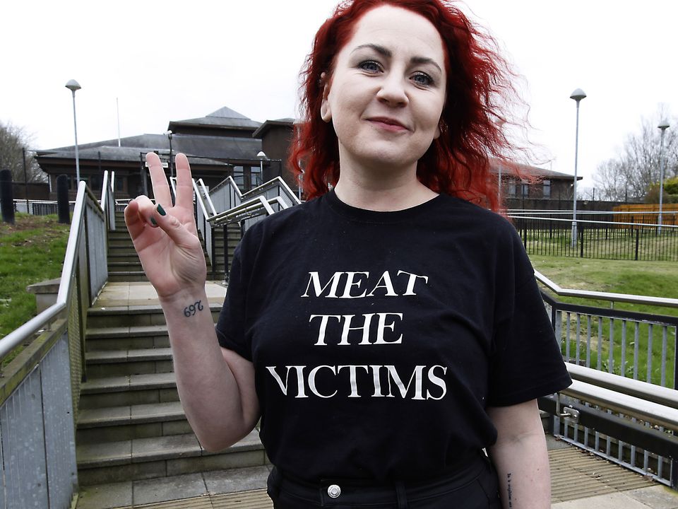 Tuesday Gotti appeared at Craigavon court this morning(Thursday) fully expecting to go to Jail.
Animal rights activist Gotti 35, a single mother of one was facing charges of trespass after a she and a number of colleagues raided a chicken farm and stayed there for 13 hours.
