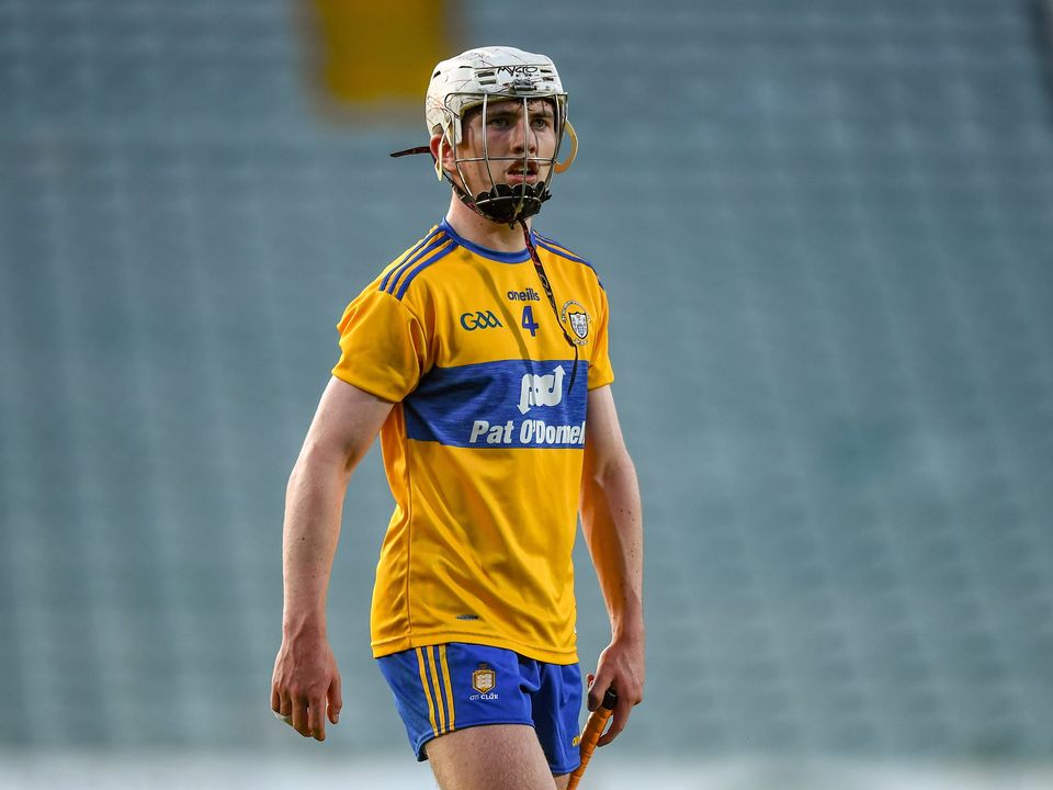 19 July 2021; Adam Hogan of Clare reacts after his side's defeat in the Munster GAA Hurling U20 Championship semi-final match between Limerick and Clare at the LIT Gaelic Grounds in Limerick. Photo by Ben McShane/Sportsfile