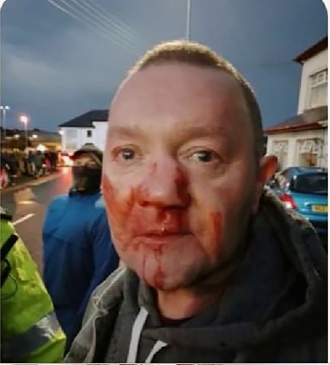 An innocent Larne fan attacked at last October’s match