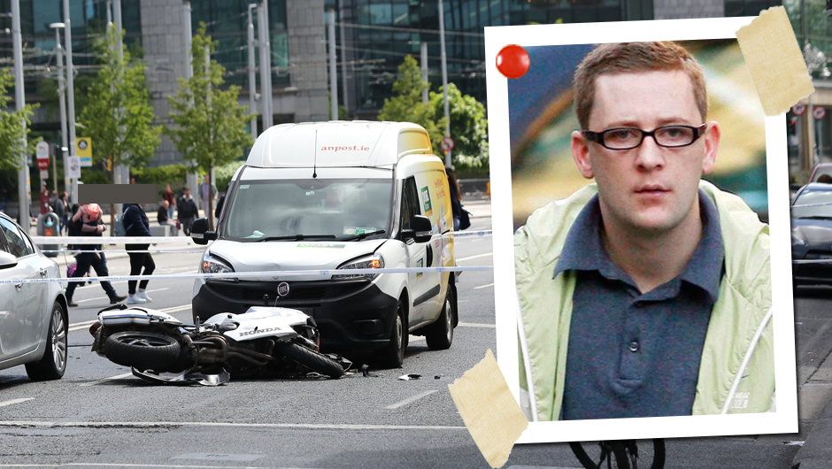Scene of the road accident on Amiens Street and inset Derek 'Del Boy' Hutch