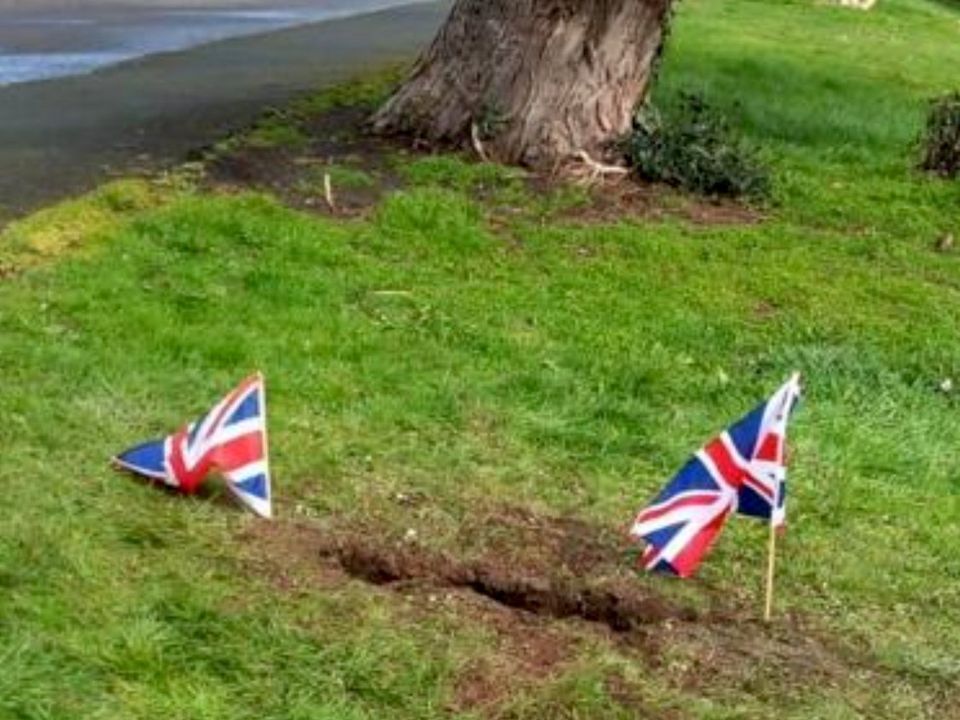 Union flags where the sign had been