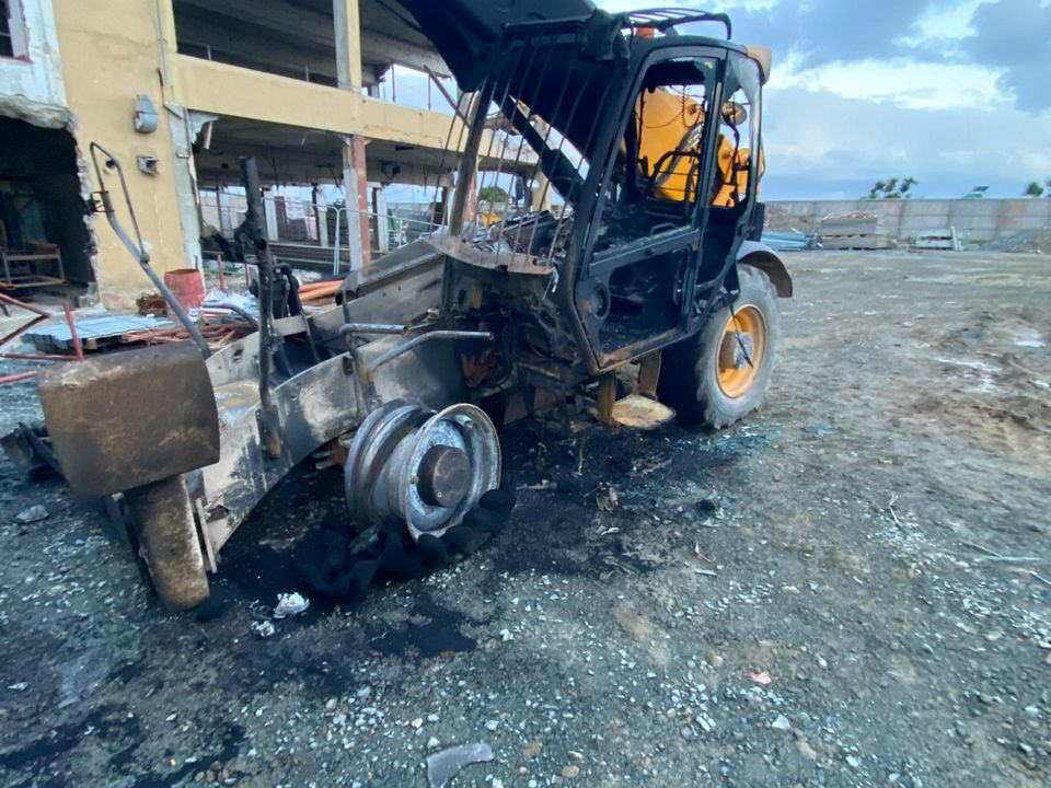 A teleporter fork-lift was burnt out during the night at the site in Rosslare, Co Wexford