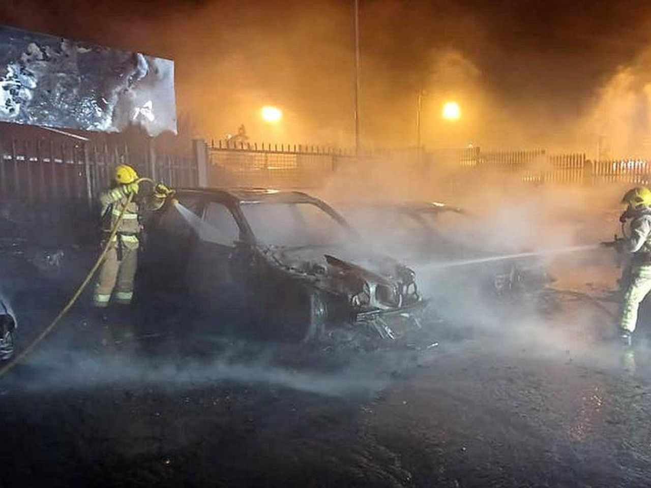 Nine vehicles destroyed in overnight arson attack at Co Antrim car ...