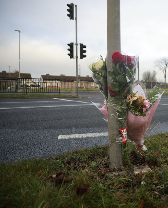 Tributes at the scene of the hit and run on Blanchardstown Road North in Dublin