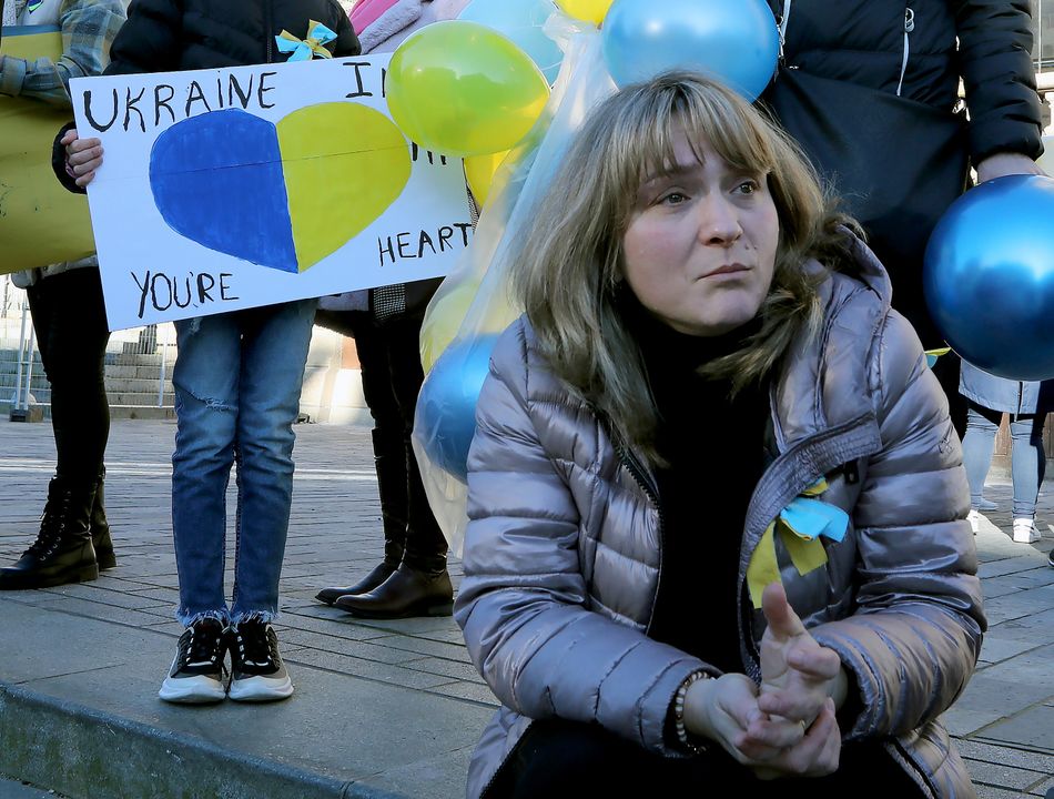 Oksana Protsevska pictured recently at a Ukraine peace rally held in Belfast