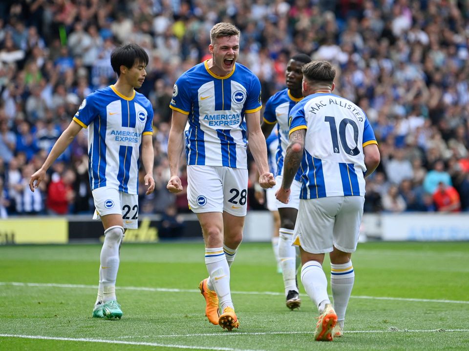 Brighton's Evan Ferguson celebrates scoring his, and his team's, first goal in their victory over Southampton