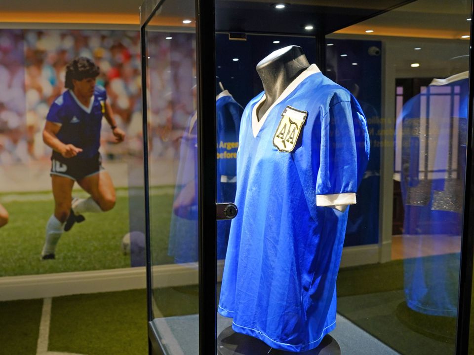 Diego Maradona’s 1986 World Cup ‘Hand of God’ shirt (Jonathan Brady/PA)