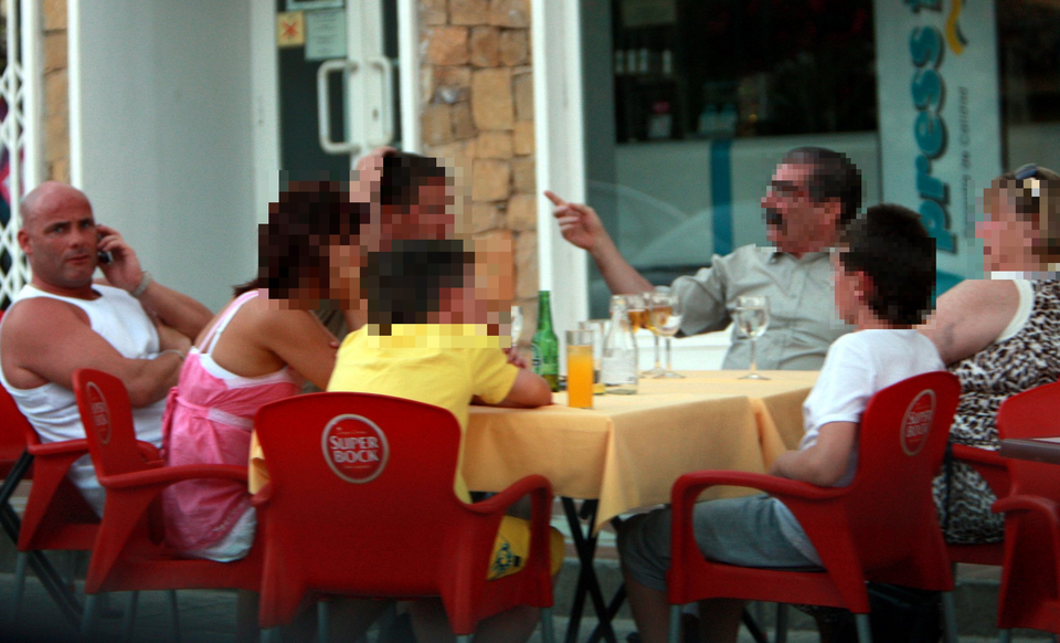 Mitchell socialising with members of his family in Puerto Banus