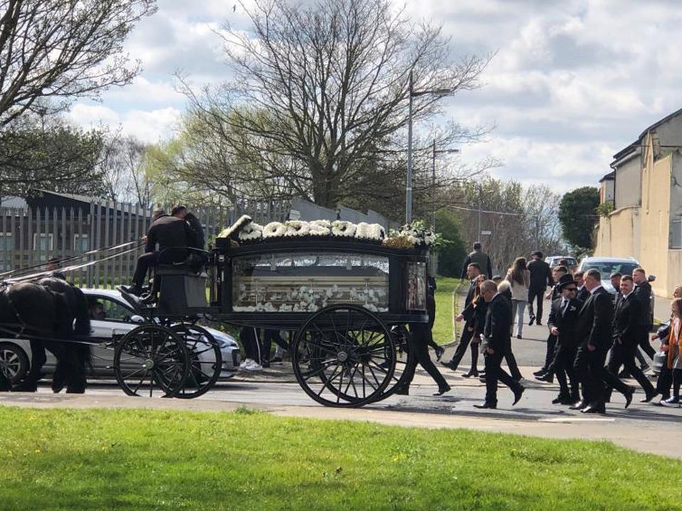 The funeral of James Whelan at River Mount Parish, Finglas this morning.