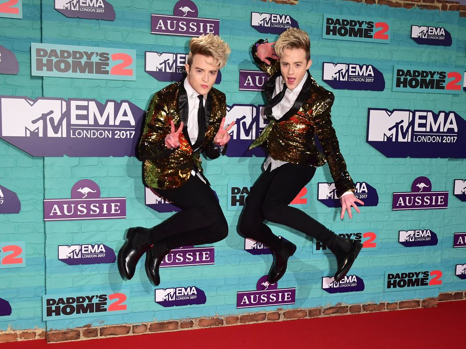 Jedward attending the MTV Europe Music Awards 2017 held at The SSE Arena, London.