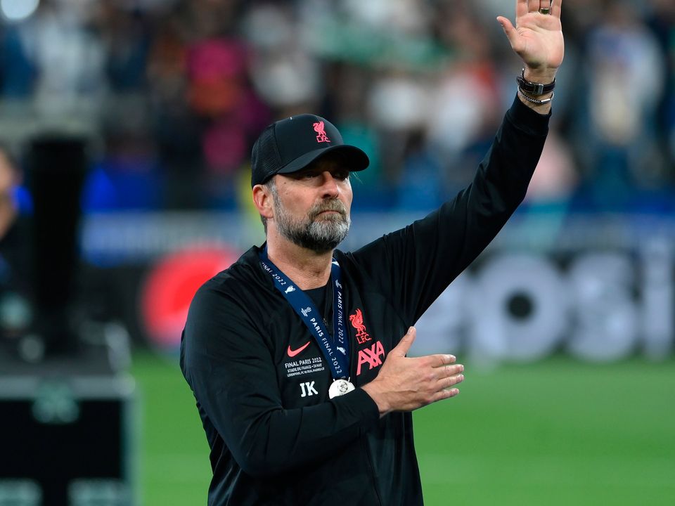 Jurgen Klopp, Manager of Liverpool, interacts with the crowd after the final whistle following their sides defeat in the UEFA Champions League final. (Photo by Shaun Botterill/Getty Images)