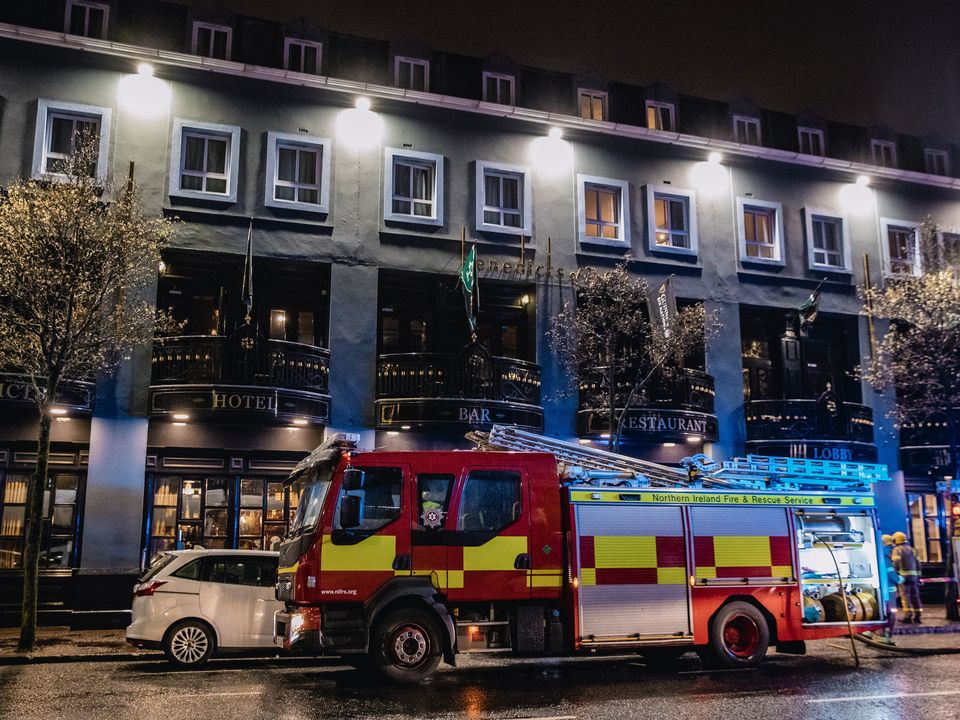 Firefighters battle a fire at Benedicts bar in Belfast City Centre on March 12th, 2023 (Photo by Kevin Scott for Belfast Telegraph)