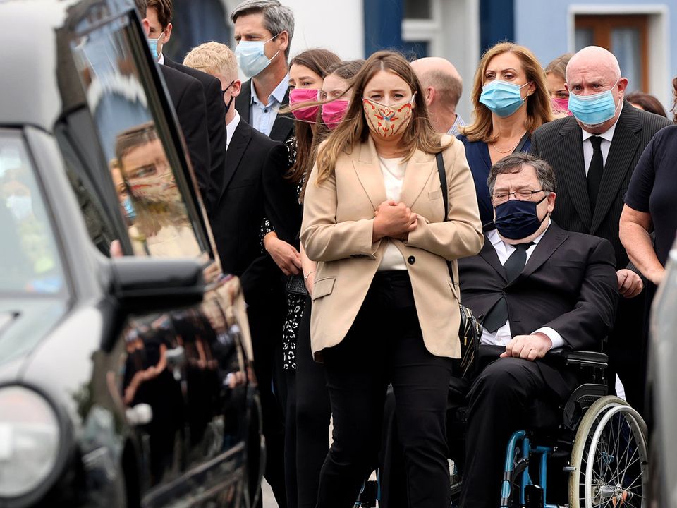 Former Taoiseach Brian Cowen and other family members at his mother’s funeral
