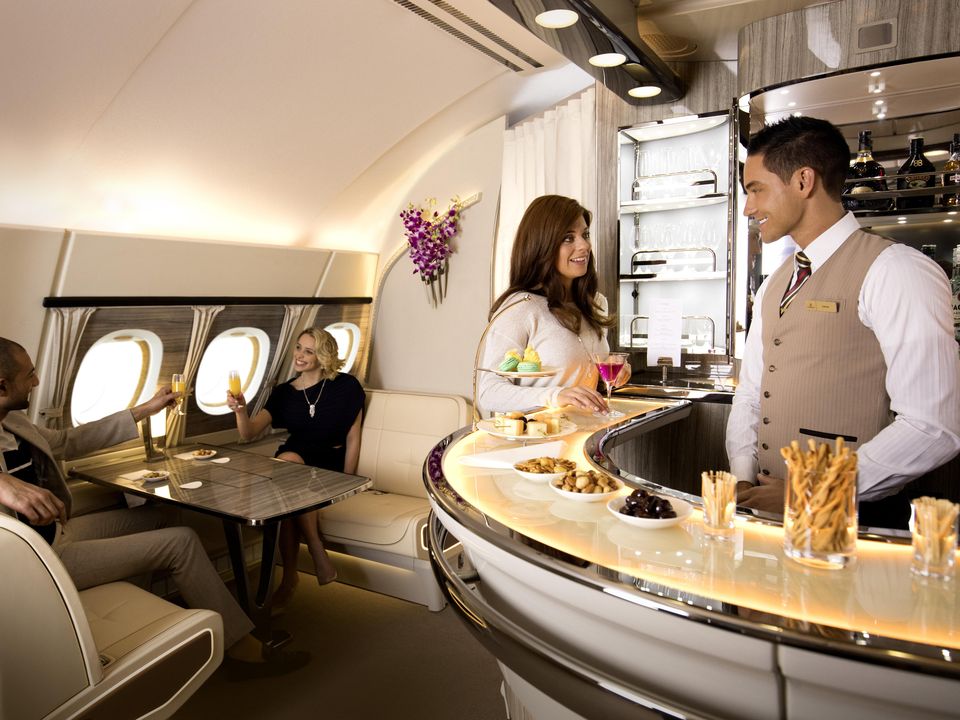 A bar on board an Emirates A380