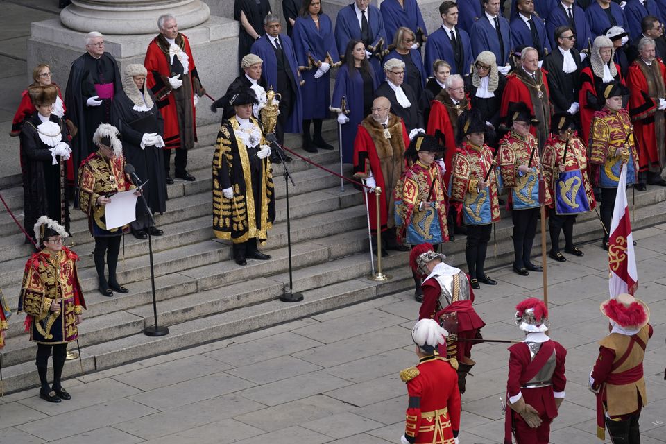 Clarenceux King of Arms reads the Proclamation of Accession of King Charles III at the Royal Exchange in the City of London. Picture date: Saturday September 10, 2022.