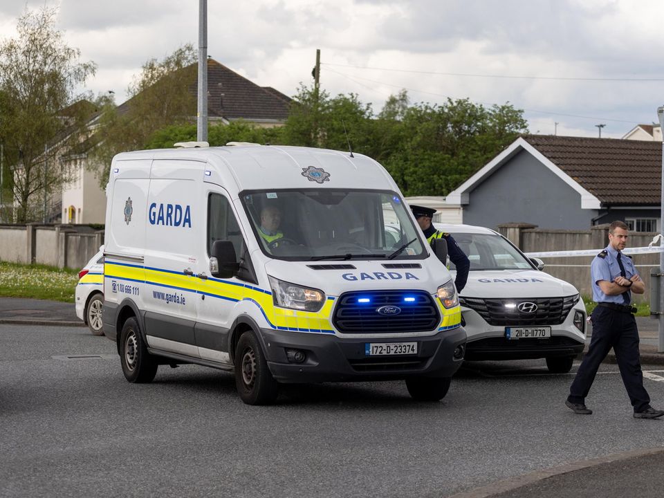 Gardai pictured at the scene of a stabbing on the Hebron Road in Kilkenny. Photo: Dylan Vaughan.