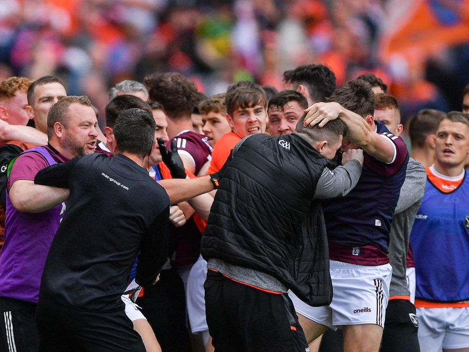 The brilliant game of football between Armagh and Galway in the All-Ireland quarter-final was marred by a fracas. Photo: Ray McManus/Sportsfile