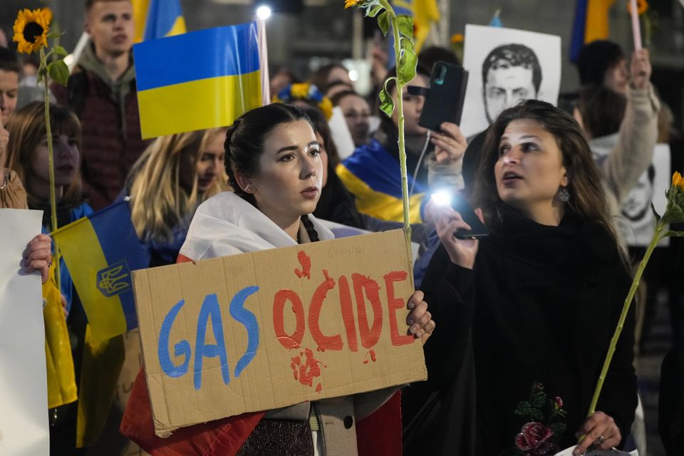 Fridays For Future climate activists in Warsaw demand an energy embargo on Russia to help stop of the war in Ukraine (AP)