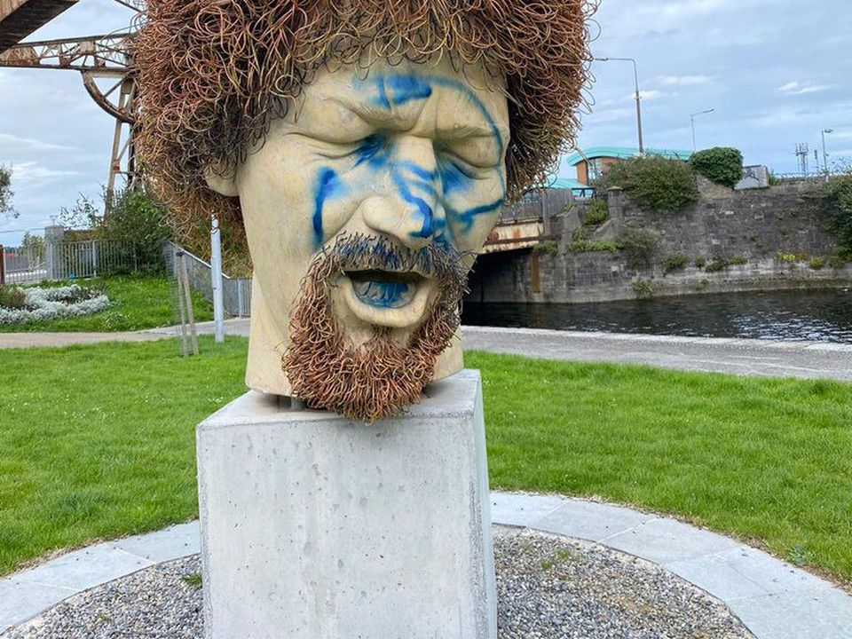 The bust of Luke Kelly after it was vandalised in July