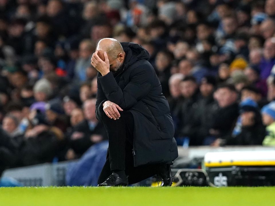 Manchester City manager Pep Guardiola reacts on the touchline during the Premier League match at the Etihad Stadium, Manchester. Picture date: Thursday January 19, 2023.