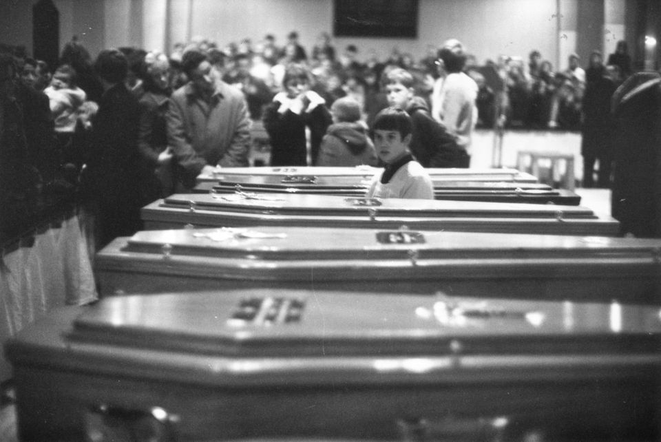 Coffins of the Bloody Sunday victims St Mary’s church
