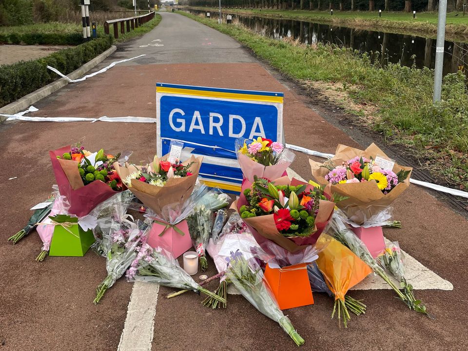 Flowers at the scene where Ashling Murphy was murdered