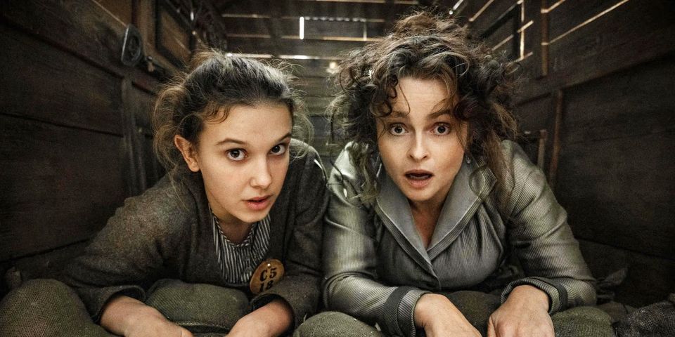 The young star with Helena Bonham Carter in Enola Holmes 2