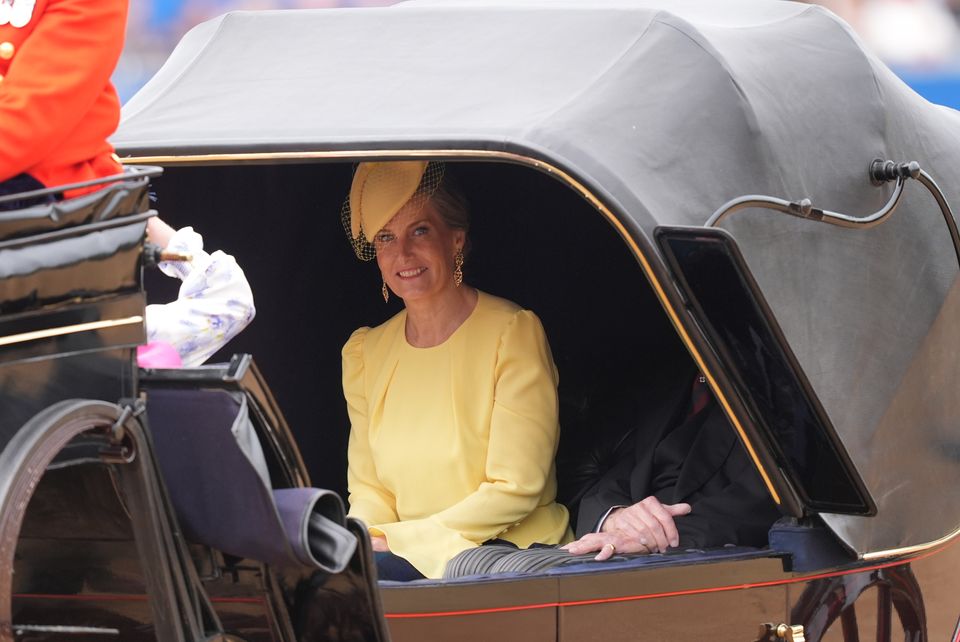 The Duchess of Edinburgh travels by carriage to the Trooping the Colour ceremony (Yui Mok/PA)