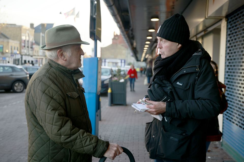 Pensioner Gerry Flynn speaking to our man Eugene