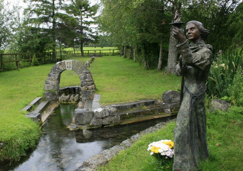 The statue of St Brigid in Kildare beside the well named after her