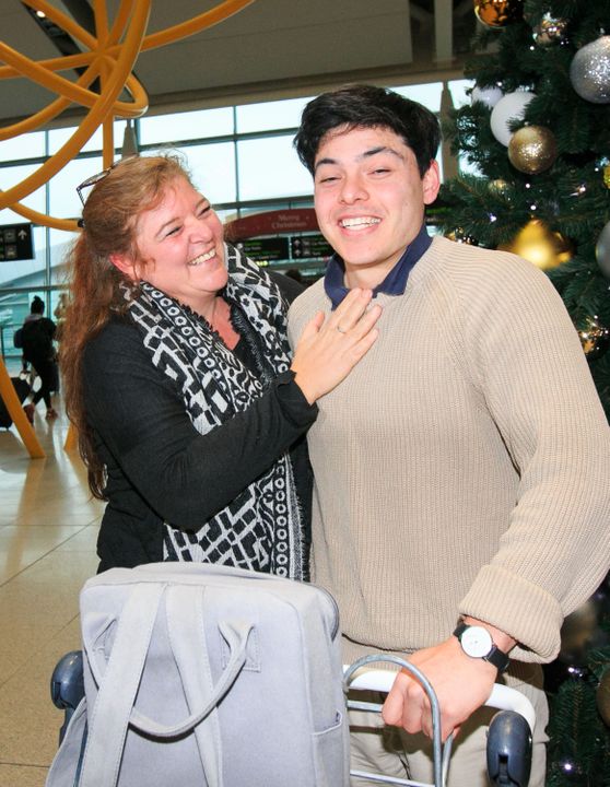 Sean Binder with his mother Fanny, pictured at Dublin Airport
