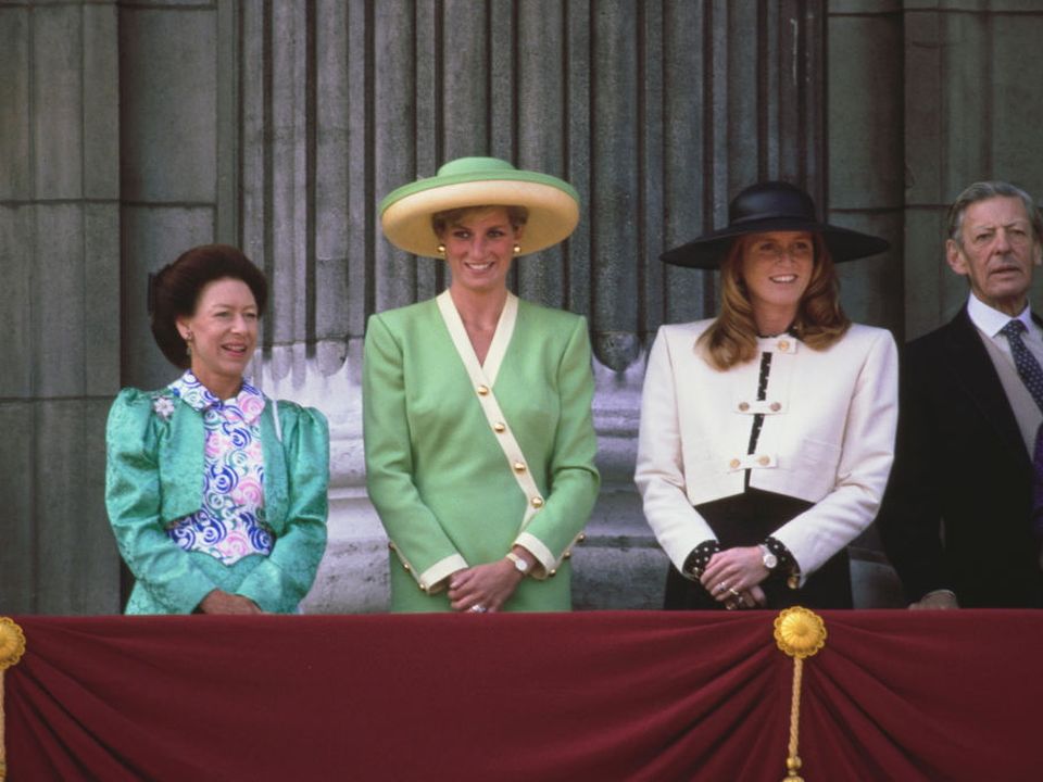 Sarah and Diana, Princess of Wales (pictured here with Princess Margaret) were 'pitted against each other'