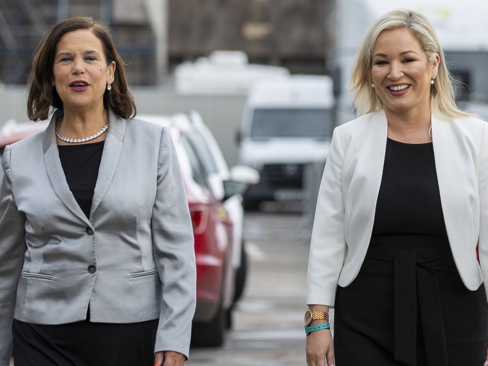 Sinn Fein President Mary Lou McDonald (left) and Vice-President Michelle O’Neill (Liam McBurney/PA)