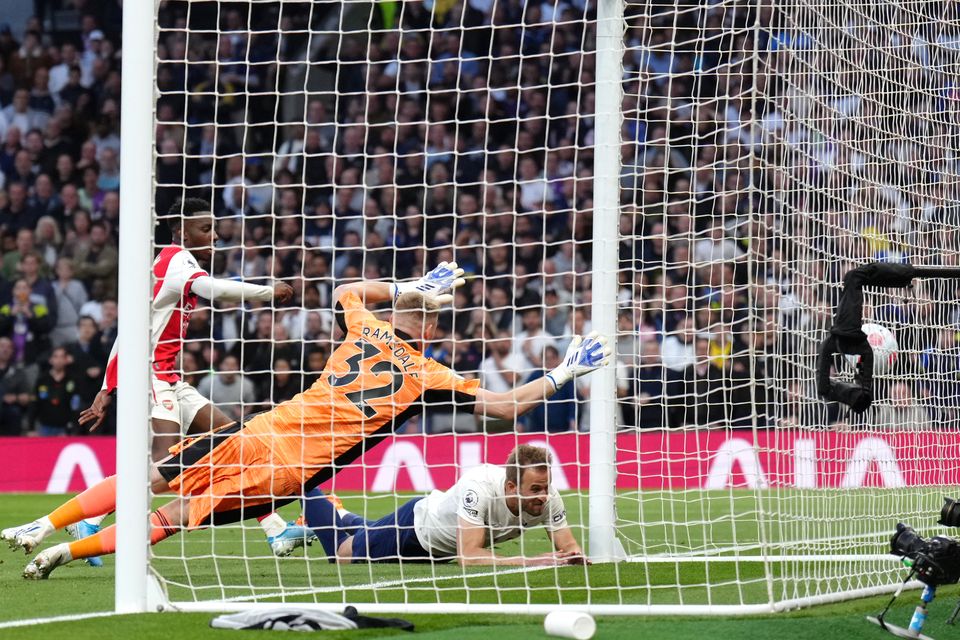 Harry Kane heads home Tottenham’s second goal (John Walton/PA).