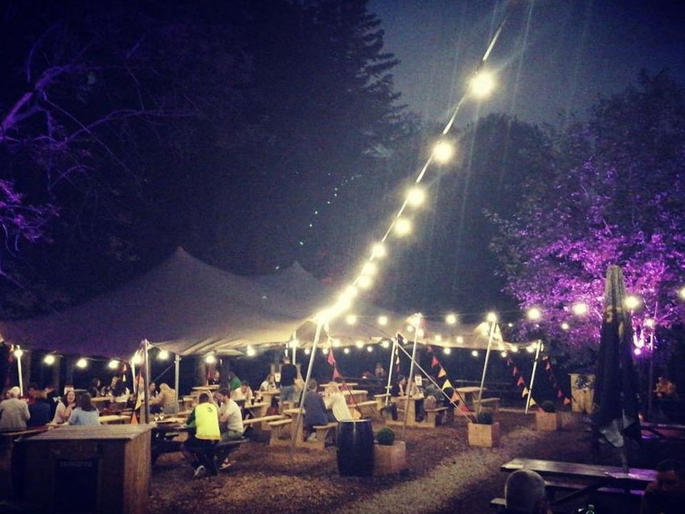 The pub now has an outdoor area across the road
